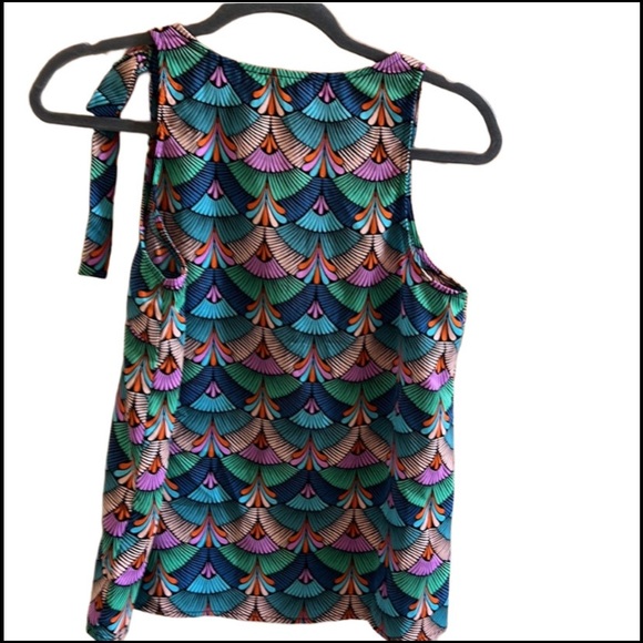 Molly Bracken Multi-Color Geo Print Bow-Detail Sleeveless Alix Sz XL - Picture 3 of 7